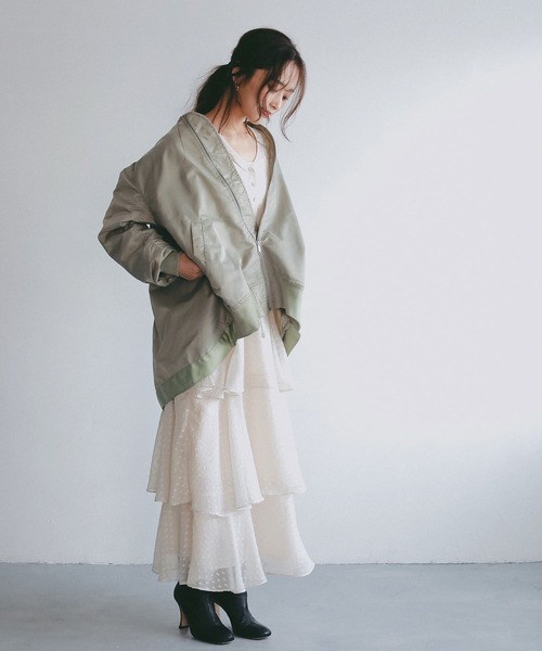 AJUGA.(アジュガ)の「シアードット フリルワンピース(ワンピース・レディース・ピンクベージュ/ブラック/オフホワイト・FREE)」の16枚目の写真