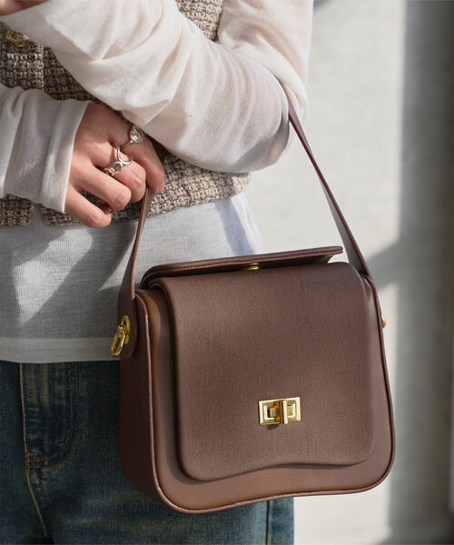 KOBE LETTUCE（コウベレタス）の「異素材ボックスバッグ（ハンドバッグ・レディース・ブラウン/ブルー/アイボリー/ブラック・F）」の3枚目の写真