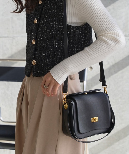 KOBE LETTUCE（コウベレタス）の「異素材ボックスバッグ（ハンドバッグ・レディース・ブラウン/ブルー/アイボリー/ブラック・F）」の7枚目の写真