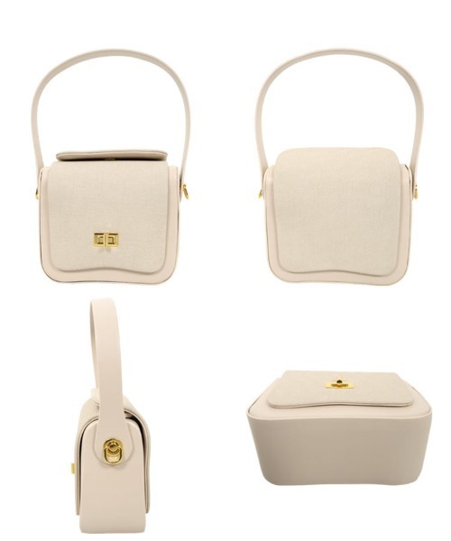 KOBE LETTUCE（コウベレタス）の「異素材ボックスバッグ（ハンドバッグ・レディース・ブラウン/ブルー/アイボリー/ブラック・F）」の10枚目の写真