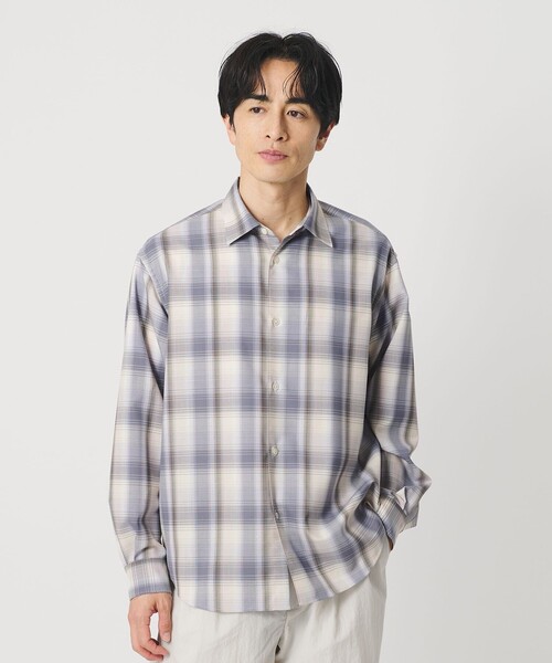 BEAUTY&YOUTH UNITED ARROWS（ビューティーアンドユースユナイテッドアローズ）の「尾州 TW オンブレ チェック レギュラー シャツ GRANDE TAPERD型 ウォッシャブル MADE IN JAPAN（シャツ/ブラウス・メンズ・ネイビー/グレー系・S/M/XL/L）」の2枚目の写真