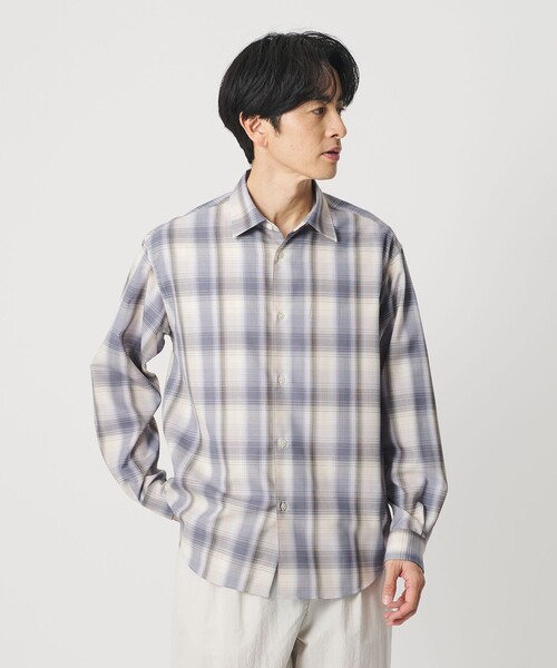 BEAUTY&YOUTH UNITED ARROWS（ビューティーアンドユースユナイテッドアローズ）の「尾州 TW オンブレ チェック レギュラー シャツ GRANDE TAPERD型 ウォッシャブル MADE IN JAPAN（シャツ/ブラウス・メンズ・ネイビー/グレー系・S/M/XL/L）」の6枚目の写真