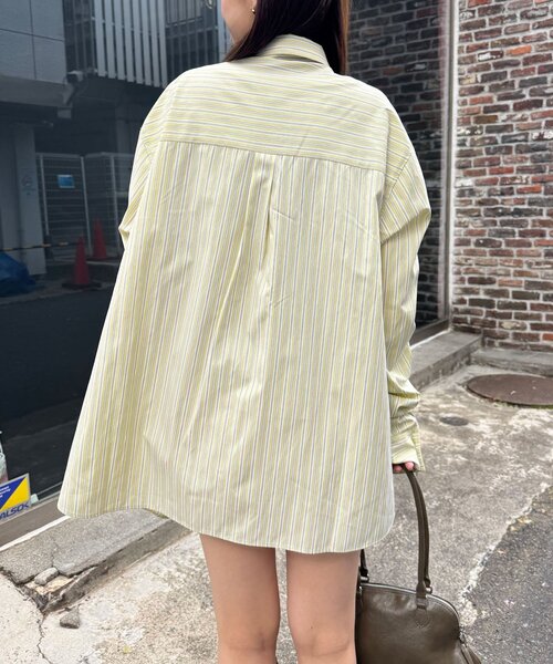 CIAOPANIC（チャオパニック）の「袖シャーリングボウタイ付ストライプシャツ（シャツ/ブラウス・レディース・ピンク/サックスブルー/イエロー・ONE SIZE）」の11枚目の写真