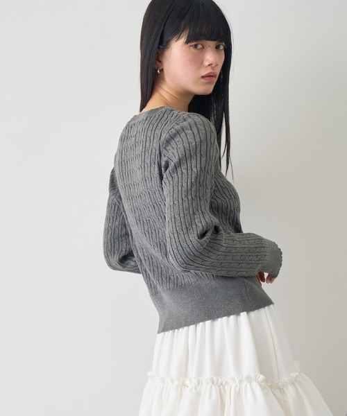 NOGLE(ノグル)の「【NOGLE/ノグル】ミニケーブルニットカーディガン(カーディガン/ボレロ・レディース・ピンク/アイボリー/ネイビー/ブルー/グレー・FREE)」の13枚目の写真