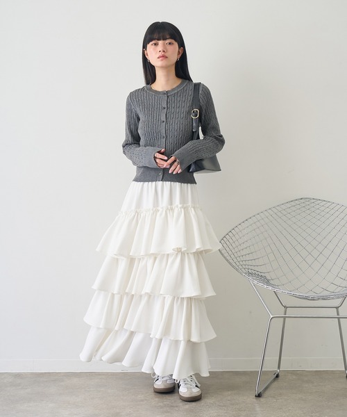 NOGLE(ノグル)の「【NOGLE/ノグル】ミニケーブルニットカーディガン(カーディガン/ボレロ・レディース・ピンク/アイボリー/ネイビー/ブルー/グレー・FREE)」の14枚目の写真