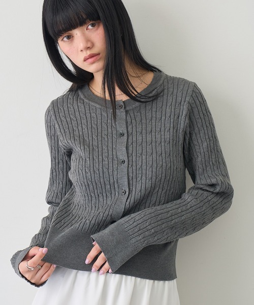 NOGLE(ノグル)の「【NOGLE/ノグル】ミニケーブルニットカーディガン(カーディガン/ボレロ・レディース・ピンク/アイボリー/ネイビー/ブルー/グレー・FREE)」の11枚目の写真