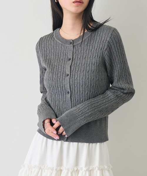 NOGLE(ノグル)の「【NOGLE/ノグル】ミニケーブルニットカーディガン(カーディガン/ボレロ・レディース・ピンク/アイボリー/ネイビー/ブルー/グレー・FREE)」の12枚目の写真