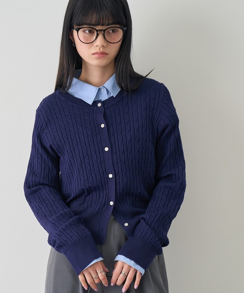 NOGLE(ノグル)の「【NOGLE/ノグル】ミニケーブルニットカーディガン(カーディガン/ボレロ・レディース・ピンク/アイボリー/ネイビー/ブルー/グレー・FREE)」の17枚目の写真