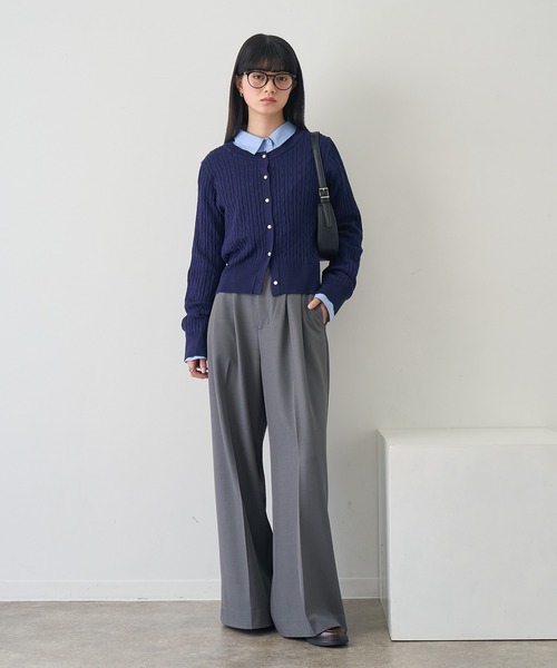 NOGLE(ノグル)の「【NOGLE/ノグル】ミニケーブルニットカーディガン(カーディガン/ボレロ・レディース・ピンク/アイボリー/ネイビー/ブルー/グレー・FREE)」の22枚目の写真