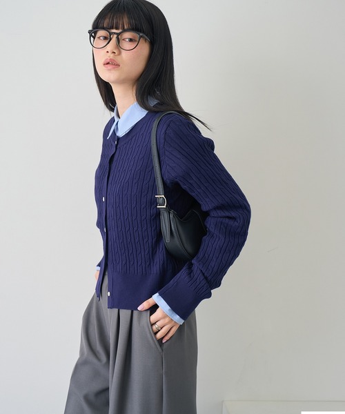 NOGLE(ノグル)の「【NOGLE/ノグル】ミニケーブルニットカーディガン(カーディガン/ボレロ・レディース・ピンク/アイボリー/ネイビー/ブルー/グレー・FREE)」の21枚目の写真