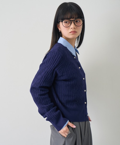 NOGLE(ノグル)の「【NOGLE/ノグル】ミニケーブルニットカーディガン(カーディガン/ボレロ・レディース・ピンク/アイボリー/ネイビー/ブルー/グレー・FREE)」の18枚目の写真