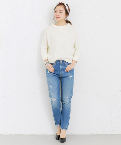 URBAN RESEARCH（アーバンリサーチ）の「UR Acuta ハイネックプルオーバー（ニット/セーター・レディース・グレー/グリーン/ホワイト/ベージュ/ピンクベージュ・FREE）」の6枚目の写真