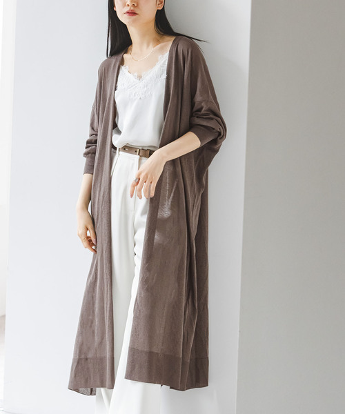 Noble(ノーブル)の「18Gシアーロングカーディガン(カーディガン/ボレロ・レディース・ライトグレー/モカ/ブラック・FREE)」の3枚目の写真