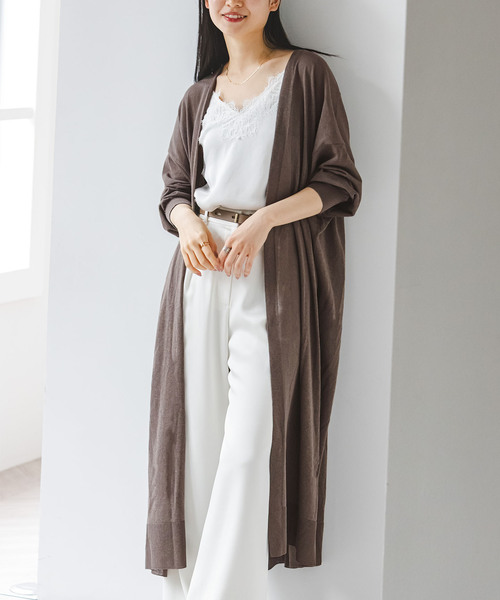 Noble(ノーブル)の「18Gシアーロングカーディガン(カーディガン/ボレロ・レディース・ライトグレー/モカ/ブラック・FREE)」の6枚目の写真