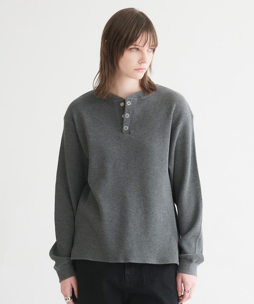 ゆ*け様 【Elanque】waffle henly neck / ワッフルヘン パーカー 「EPNK」Waffle henry neck hoodie / ワッフルヘンリーネック