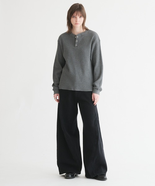 SELLE GLANT(セレグランテ)の「WAFFLE HENLEY T-SHIRT/ワッフルヘンリーネックTシャツ(Tシャツ/カットソー・メンズ・ボルドー/ブラック/グレー・LARGE/MEDIUM/SMALL)」の6枚目の写真