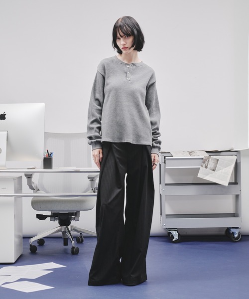 SELLE GLANT(セレグランテ)の「WAFFLE HENLEY T-SHIRT/ワッフルヘンリーネックTシャツ(Tシャツ/カットソー・メンズ・ボルドー/ブラック/グレー・LARGE/MEDIUM/SMALL)」の15枚目の写真