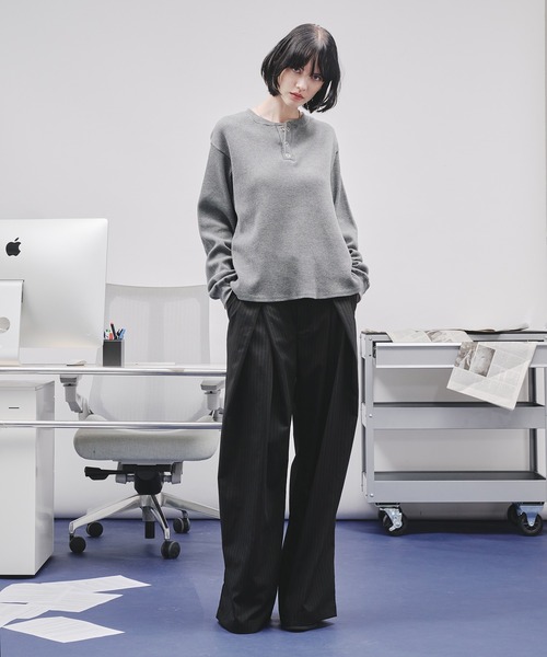 SELLE GLANT(セレグランテ)の「WAFFLE HENLEY T-SHIRT/ワッフルヘンリーネックTシャツ(Tシャツ/カットソー・メンズ・ボルドー/ブラック/グレー・LARGE/MEDIUM/SMALL)」の16枚目の写真