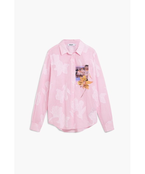 Desigual(デシグアル)の「ピンクフローラルジャカード ポストカードモチーフストライプシャツ(シャツ/ブラウス・レディース・レッド・M/S/XS/L/XL)」の14枚目の写真