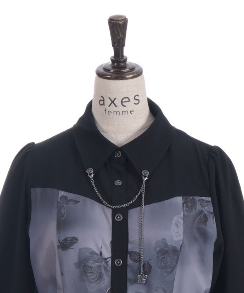 チェーン付アートローズ柄ワンピース（ワンピース）｜axes femme