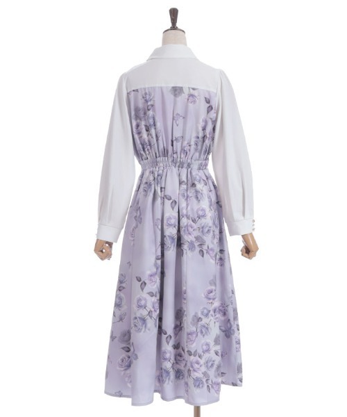 axes femme(アクシーズファム)の「チェーン付アートローズ柄ワンピース(ワンピース・レディース・グレー/ラベンダー/ネイビー・MEDIUM/LARGE)」の9枚目の写真