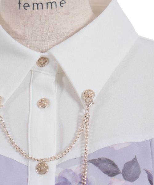 axes femme(アクシーズファム)の「チェーン付アートローズ柄ワンピース(ワンピース・レディース・グレー/ラベンダー/ネイビー・MEDIUM/LARGE)」の10枚目の写真