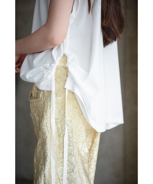 k3&co.(ケイスリーアンドコー)の「Draw string N/S top(Tシャツ/カットソー・レディース・Black/White・ONE SIZE)」の15枚目の写真