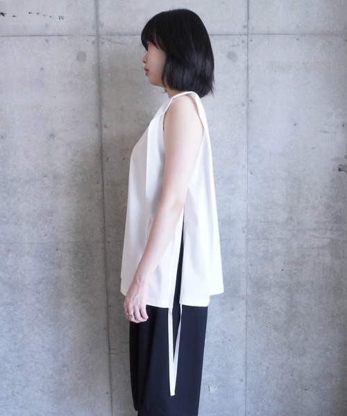 k3&co.(ケイスリーアンドコー)の「Draw string N/S top(Tシャツ/カットソー・レディース・Black/White・ONE SIZE)」の4枚目の写真