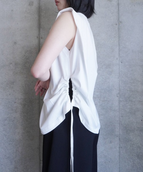 k3&co.(ケイスリーアンドコー)の「Draw string N/S top(Tシャツ/カットソー・レディース・Black/White・ONE SIZE)」の9枚目の写真