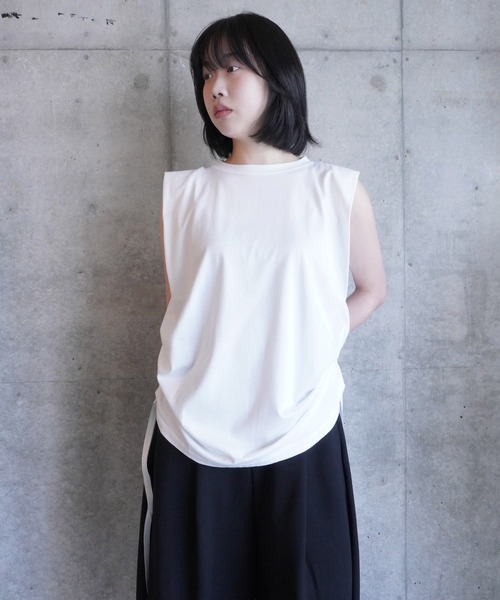 k3&co.(ケイスリーアンドコー)の「Draw string N/S top(Tシャツ/カットソー・レディース・Black/White・ONE SIZE)」の8枚目の写真