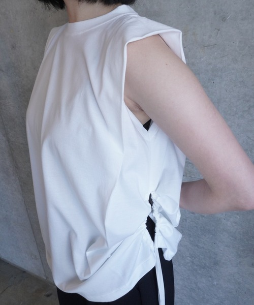 k3&co.(ケイスリーアンドコー)の「Draw string N/S top(Tシャツ/カットソー・レディース・Black/White・ONE SIZE)」の10枚目の写真