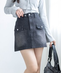 clear | デニム台形ミニスカート［大人 カジュアル 着回し力抜群］(スカート)