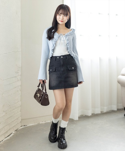 clear（クリア）の「デニム台形ミニスカート［大人 カジュアル 着回し力抜群］（スカート・レディース・ブラック/ライトブルー・M/S）」の13枚目の写真