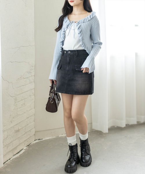 clear（クリア）の「デニム台形ミニスカート［大人 カジュアル 着回し力抜群］（スカート・レディース・ブラック/ライトブルー・M/S）」の14枚目の写真