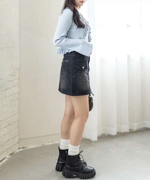 clear（クリア）の「デニム台形ミニスカート［大人 カジュアル 着回し力抜群］（スカート・レディース・ブラック/ライトブルー・M/S）」の17枚目の写真