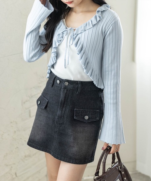 clear（クリア）の「デニム台形ミニスカート［大人 カジュアル 着回し力抜群］（スカート・レディース・ブラック/ライトブルー・M/S）」の12枚目の写真