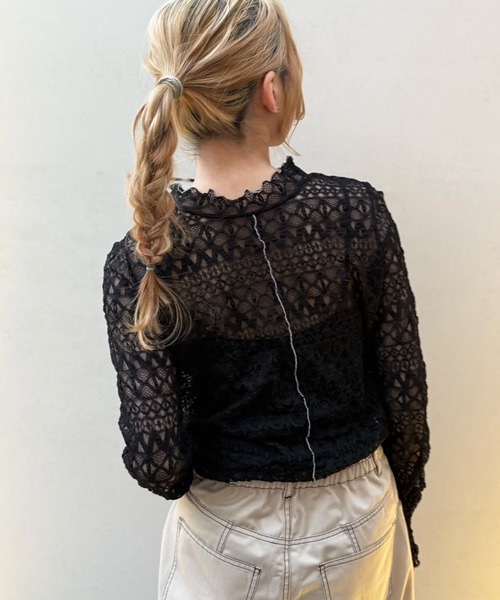 DOUBLE NAME（ダブルネーム）の「レースギャザーメローインナー（Tシャツ/カットソー・レディース・ブラック/ブルー/オフホワイト・FREE）」の6枚目の写真