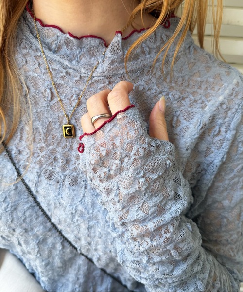 DOUBLE NAME（ダブルネーム）の「レースギャザーメローインナー（Tシャツ/カットソー・レディース・ブラック/ブルー/オフホワイト・FREE）」の13枚目の写真