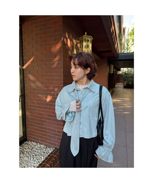 DOUBLE NAME（ダブルネーム）の「レースギャザーメローインナー（Tシャツ/カットソー・レディース・ブラック/ブルー/オフホワイト・FREE）」の15枚目の写真