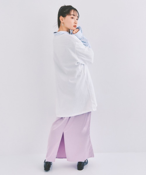 COLORME(カラーミー)の「【AKB48 伊藤百花 着用】スタイルアップ スリット入りサテンスカート(スカート・レディース・ライラック/ブルー・FREE)」の15枚目の写真