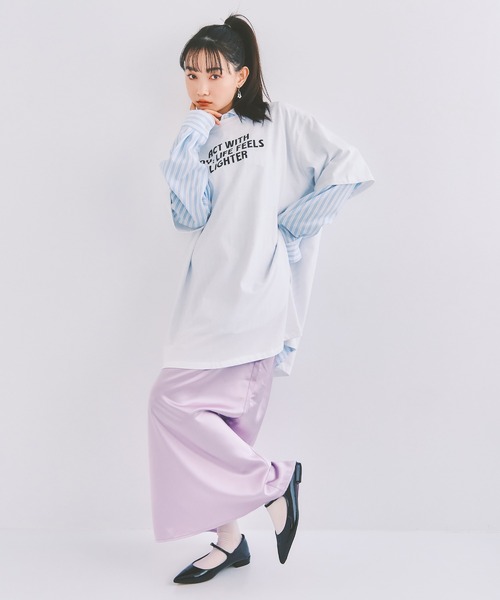 COLORME(カラーミー)の「【AKB48 伊藤百花 着用】スタイルアップ スリット入りサテンスカート(スカート・レディース・ライラック/ブルー・FREE)」の12枚目の写真