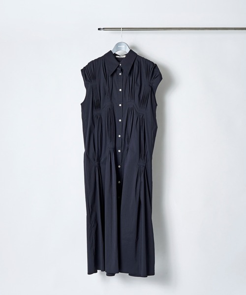 Cotton Bundled Tuck Dress / コットンバンドルタックドレス