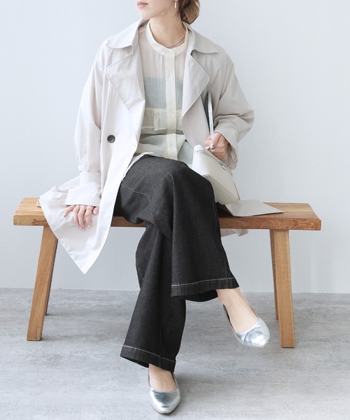 reca（レカ）の「ウエストリブデニムワイドパンツ（デニムパンツ・レディース・ブラック/ライトブルー/ネイビー・M/L/LL）」の9枚目の写真