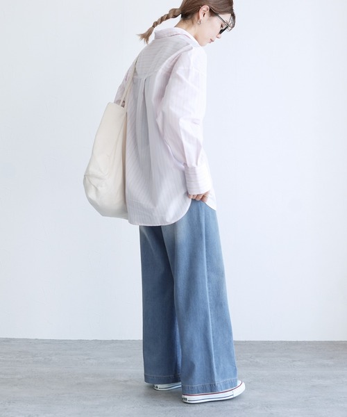 reca（レカ）の「ウエストリブデニムワイドパンツ（デニムパンツ・レディース・ブラック/ライトブルー/ネイビー・M/L/LL）」の11枚目の写真