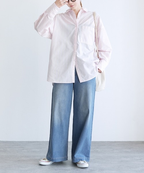 reca（レカ）の「ウエストリブデニムワイドパンツ（デニムパンツ・レディース・ブラック/ライトブルー/ネイビー・M/L/LL）」の12枚目の写真