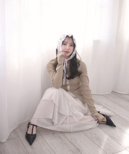 Reurie'(レウリィ)の「オリジナルホックデザインカーディガン / 長袖 シルバーパーツ レイヤード 体型カバー モード カジュアル フェミニン(カーディガン/ボレロ・レディース・ブラック/チャコールグレー/ベージュ・FREE)」の15枚目の写真