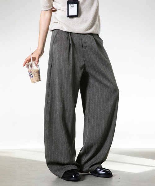 CORPUS TOKYO（コーパス トーキョー）の「タックワイドストライプトラウザー（スラックス・メンズ・グレー/ブラック・4/3/2/1）」の13枚目の写真
