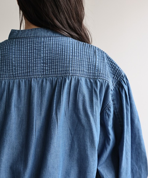 ap retro(アプレトロ)の「【India Fabric】ピンタックデニム シャツブルゾン / ショート丈(シャツ/ブラウス・レディース・ダークブルー/ライトブルー/ブルー・LARGE/MEDIUM)」の20枚目の写真