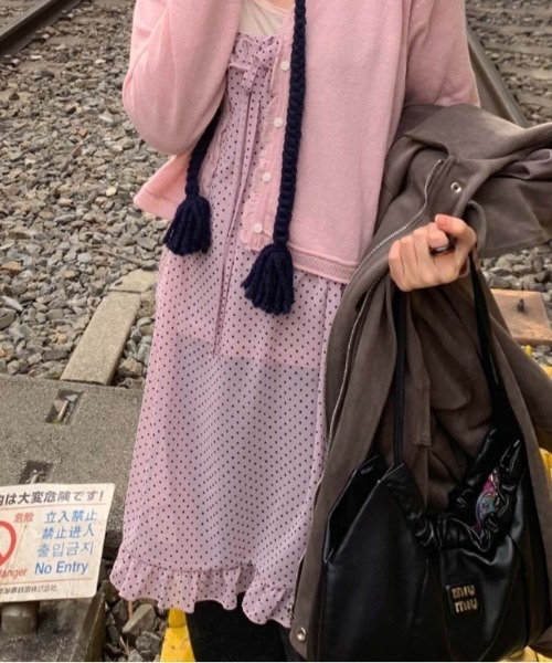 Vipoa（ヴィポア）の「dot chiffon camisole one piece（ワンピース・レディース・グレー/ピンク/ブラウン・FREE）」の15枚目の写真