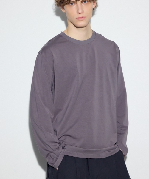 AZUL by moussy（アズールバイマウジー）の「スムースタッチ長袖トップス（Tシャツ/カットソー・メンズ・ブラック/ホワイト/ライトブラック・SMALL/MEDIUM/LARGE）」の3枚目の写真